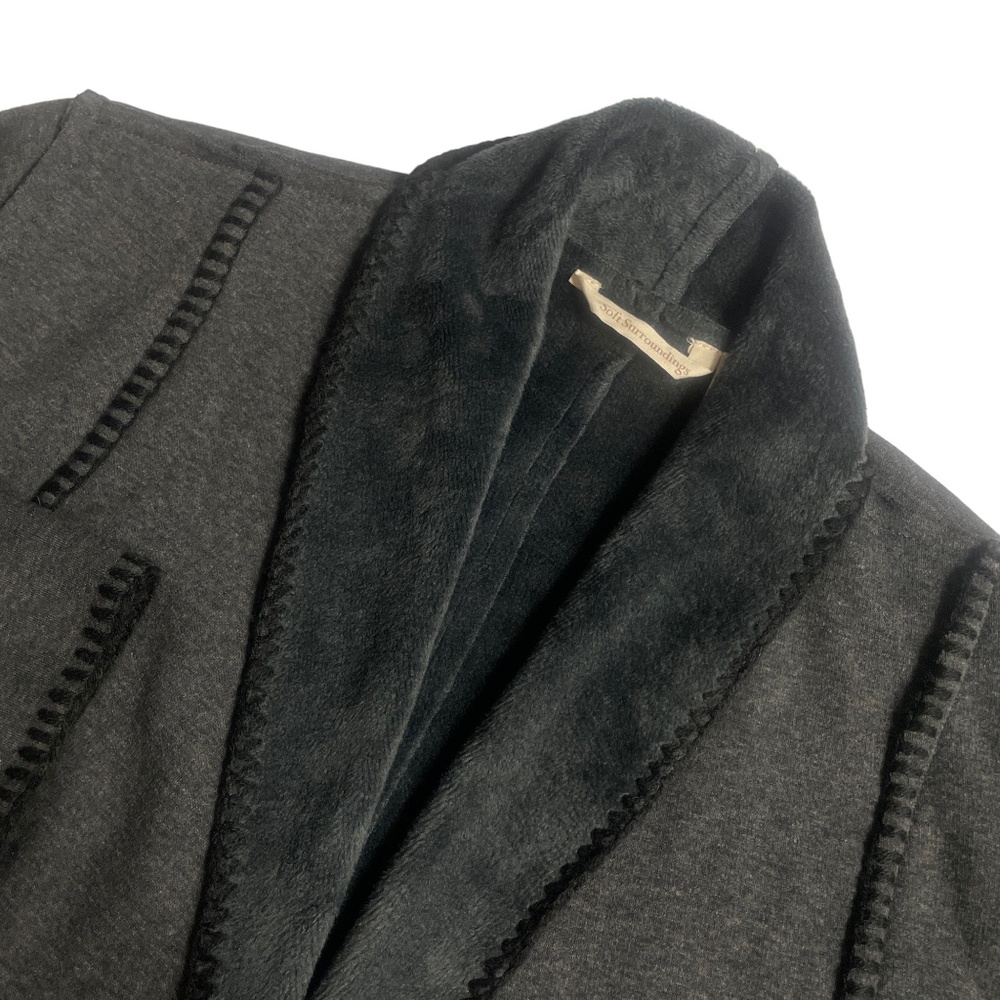 Soft Surroundings ‎ Large Gray Open Front Sweater Cardigan Polyester Blend - Pic